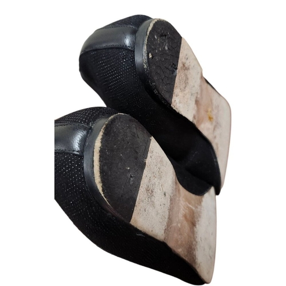 Stuart Weitzman Black Leather & Elastic Ballet Flats Size 8.5 - Picture 9 of 14